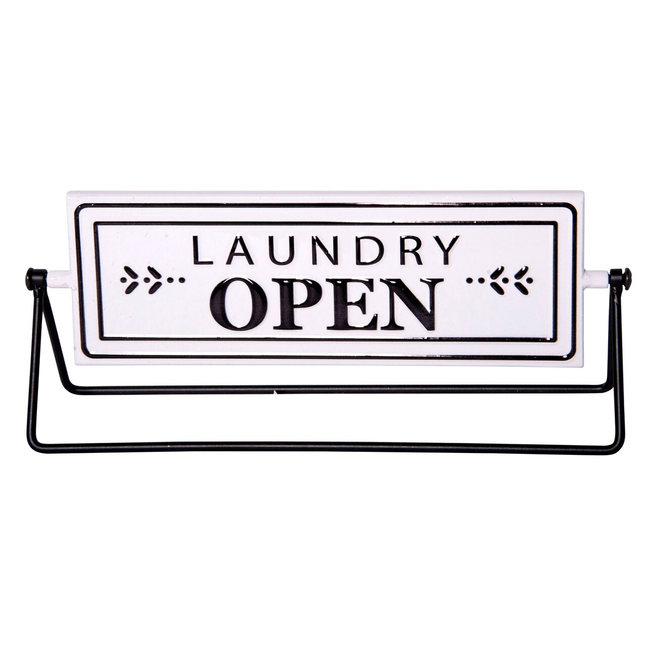 Creative Design 12" White and Black "Laundry Open Closed" Glossy Rectangular Tabletop Sign